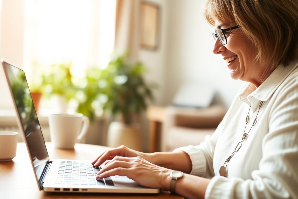 Customer using online banking on a laptop